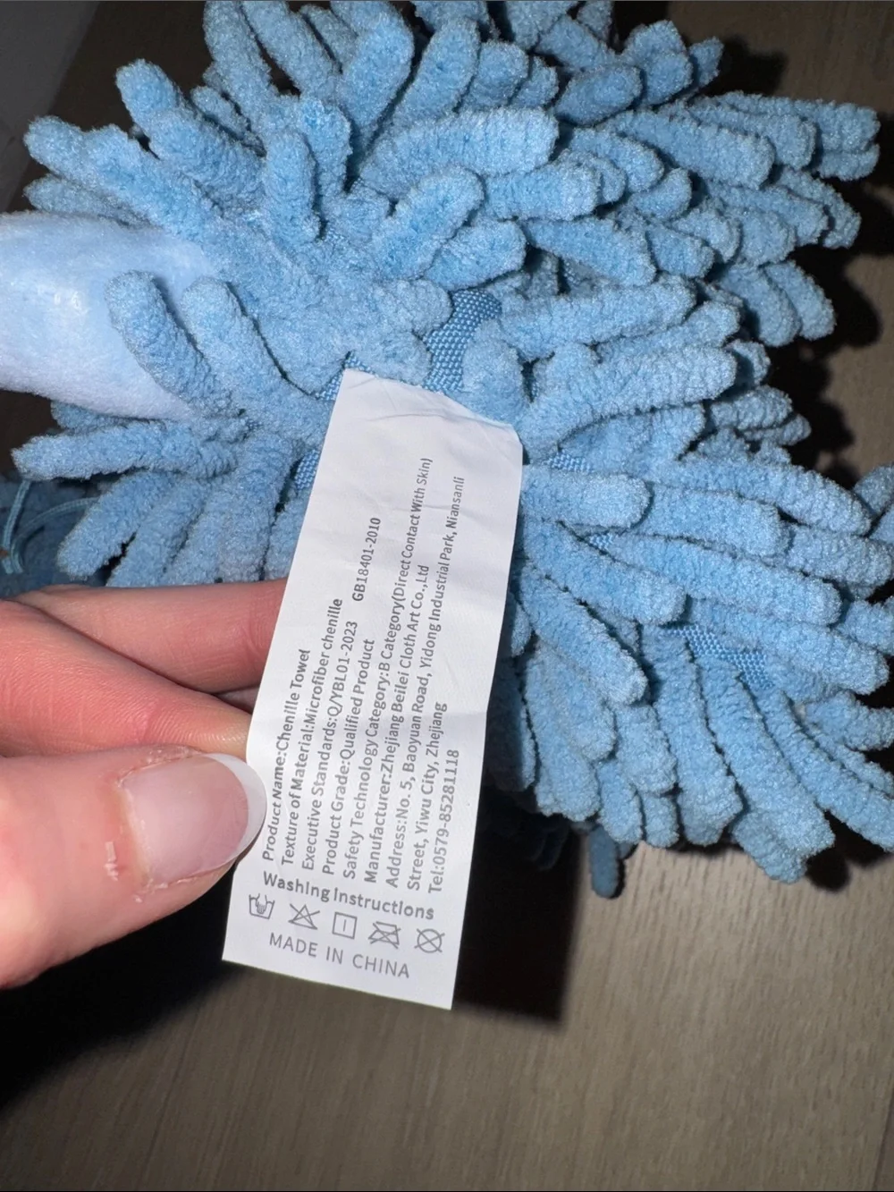 Blue Plush Chenille Dog Toy - Soft Mop-Style Pet Plush Wash Cloth