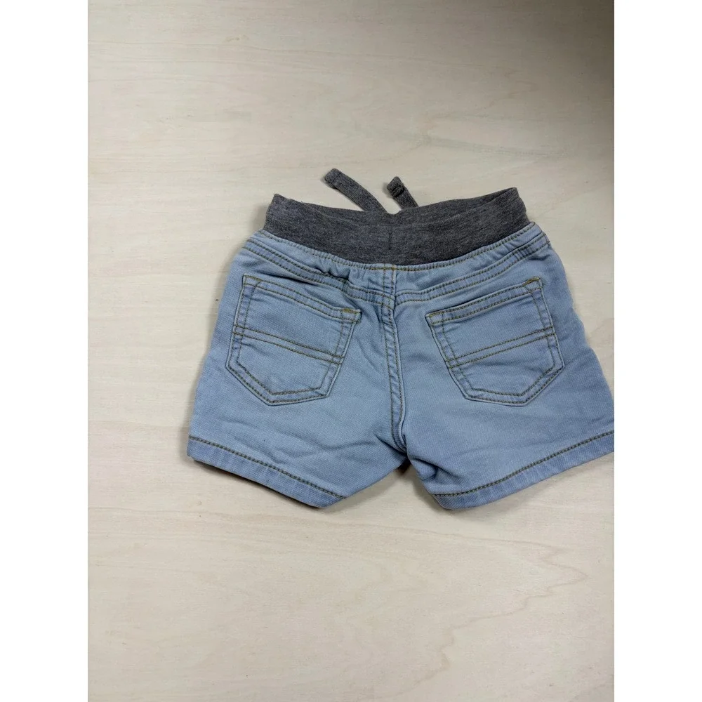 OshKosh Bgosh Baby Boys Light Wash Denim Shorts Grey Elastic Waist 18M