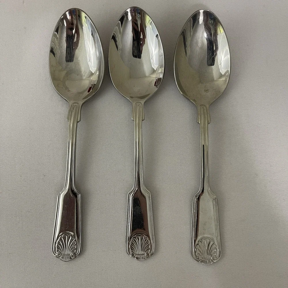 3 Towle London Shell Stainless Satin‎ Soup Spoons  18/10