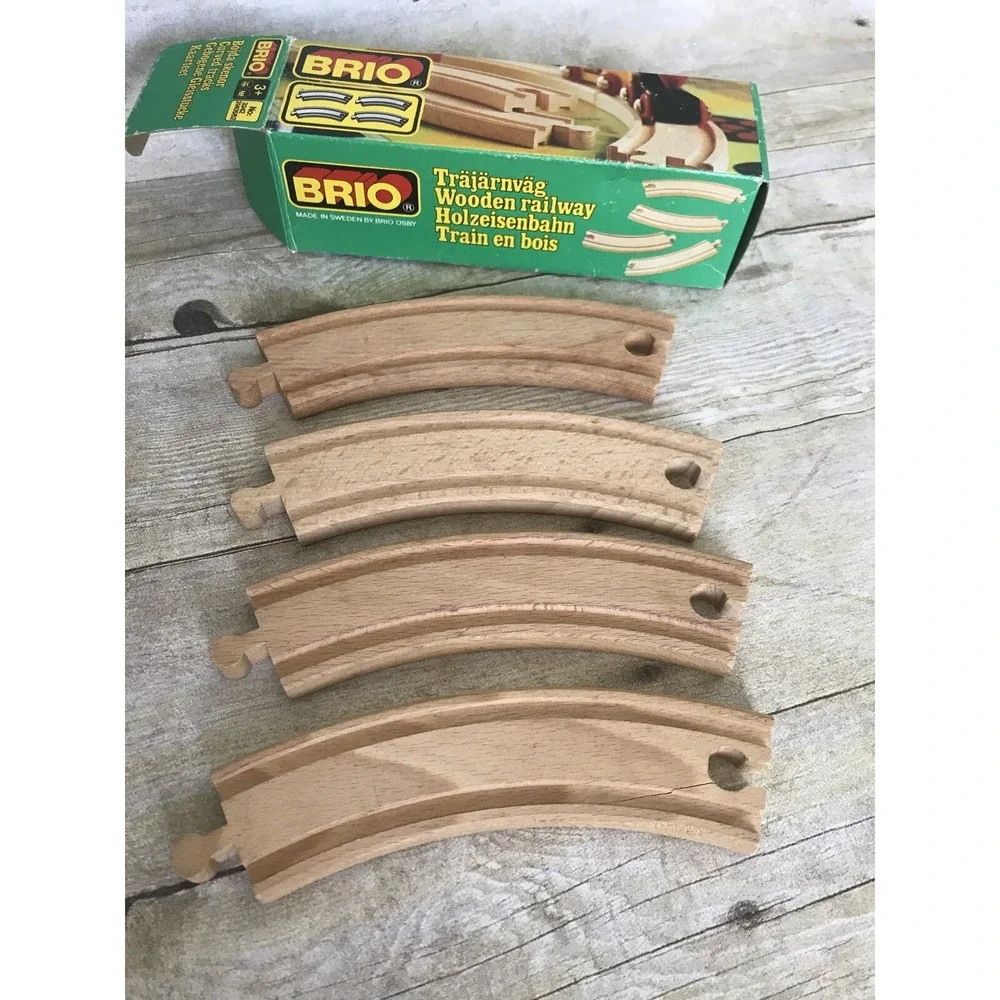 VINTAGE BRIO No:  3342 31405/62 Wooden Railway Curved‎ Tracks, Euc With Box