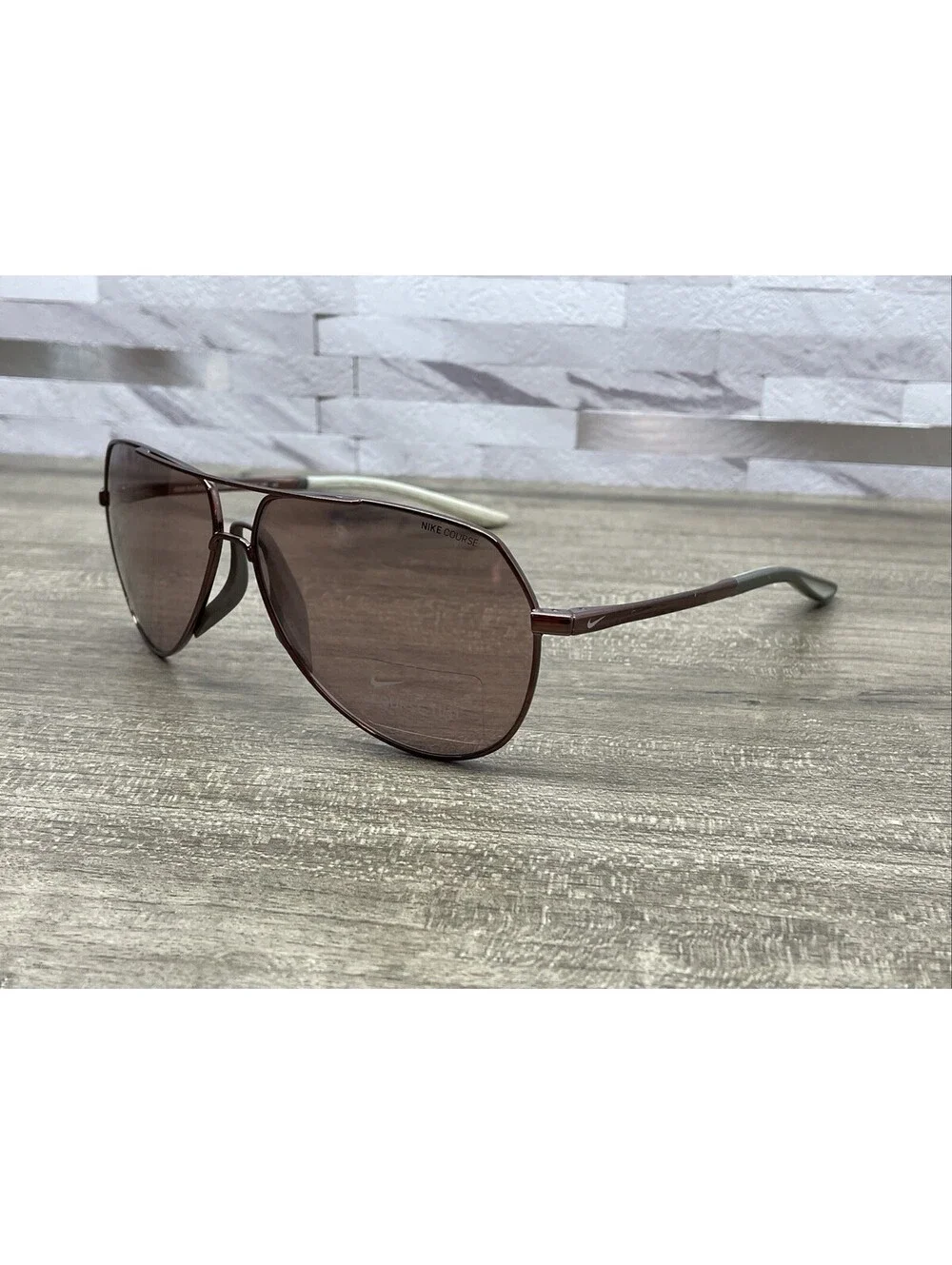 Nike Outrider E EV1086 220 Sunglasses Walnut Gold Bronze Frame Nike Course NWOT