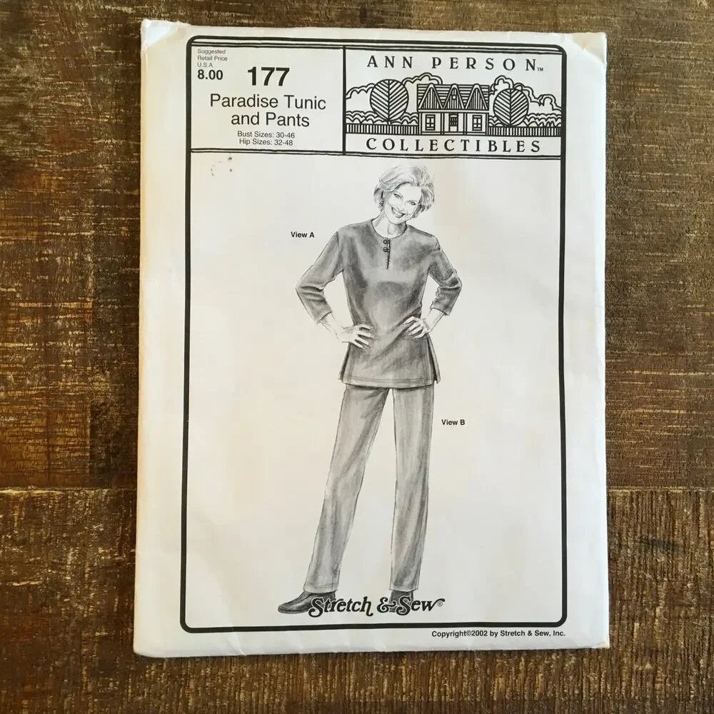 Stretch & Sew Sewing Pattern 177 Retro Paradise Tunic Pants 32-48 UNCUT Vacation