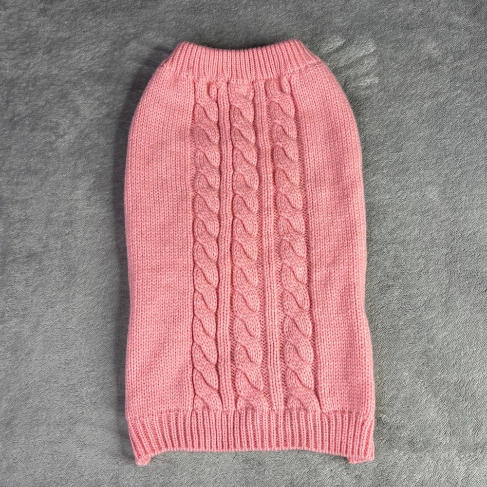 Frisco Cable Knitted Dog Sweater Medium Light Pink Classic Pet Apparel 144260