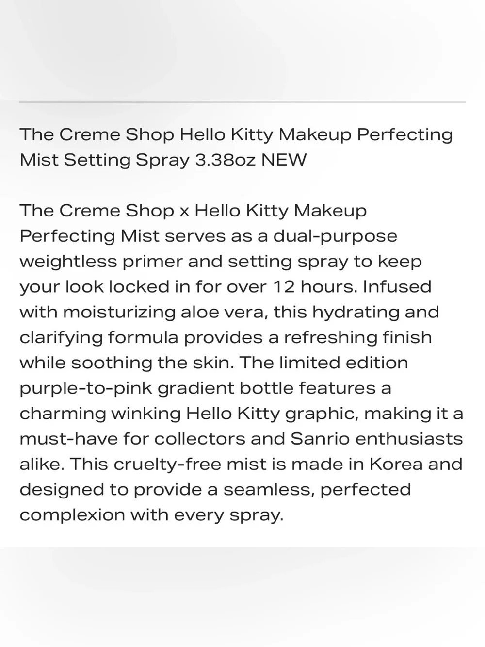 The Crème Shop x Hello Kitty Makeup Perfecting Mist — Pink/Purple