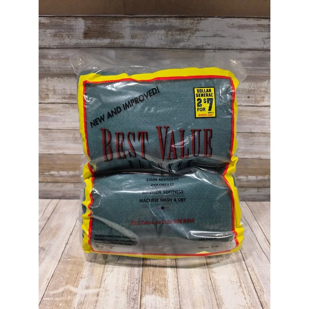 Best Value Blanket Forest Green Fits Twin or Full Size Bed Made in USA NOS