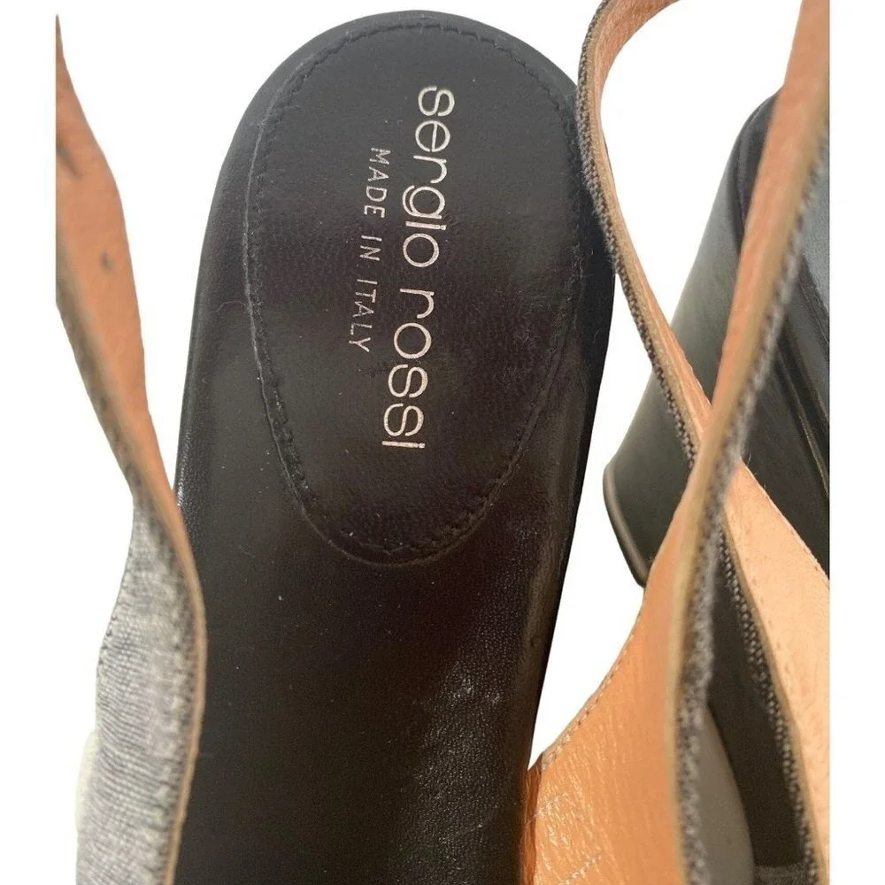 Sergio‎ Rossi sling back peep toe wedges sandals Women size 36
