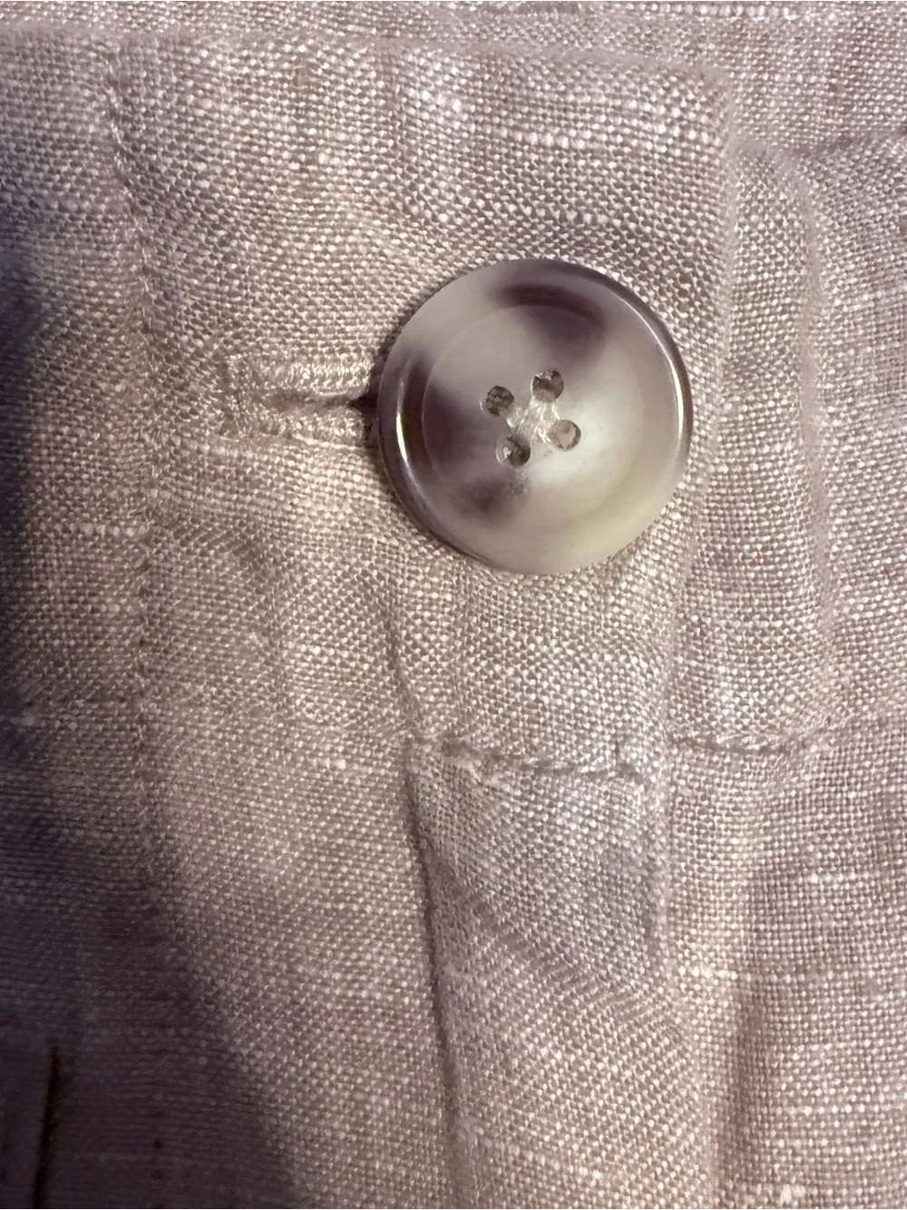 Quince 100% Linen Oatmeal Relaxed Trousers Patch Pockets Sz 6