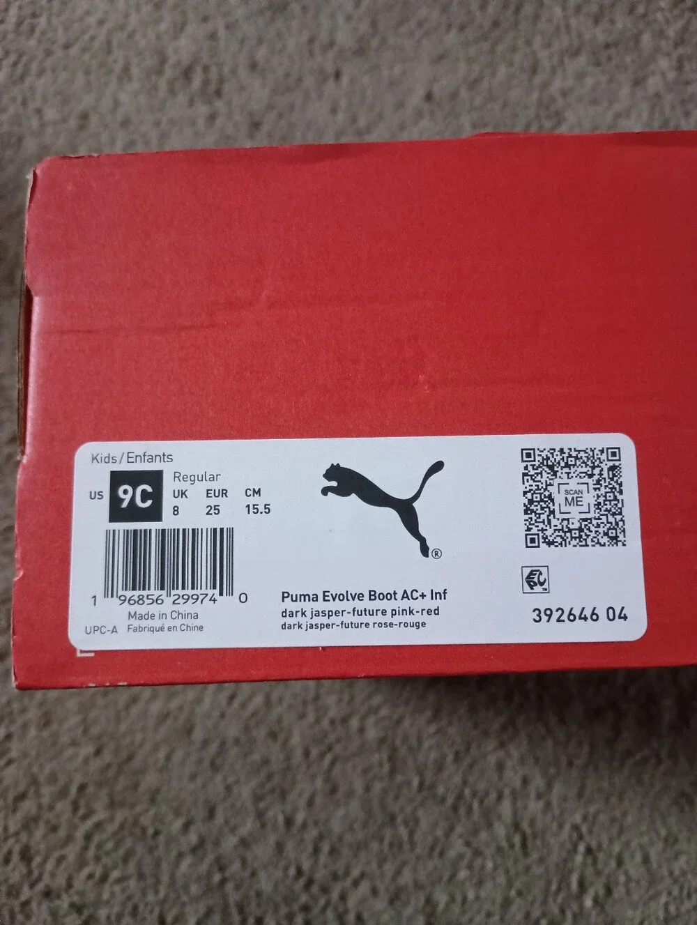 Puma Evolve Puretex Boots Toddler Sz 9 Girls Burgundy BRAND NEW WITH BOX NO LID