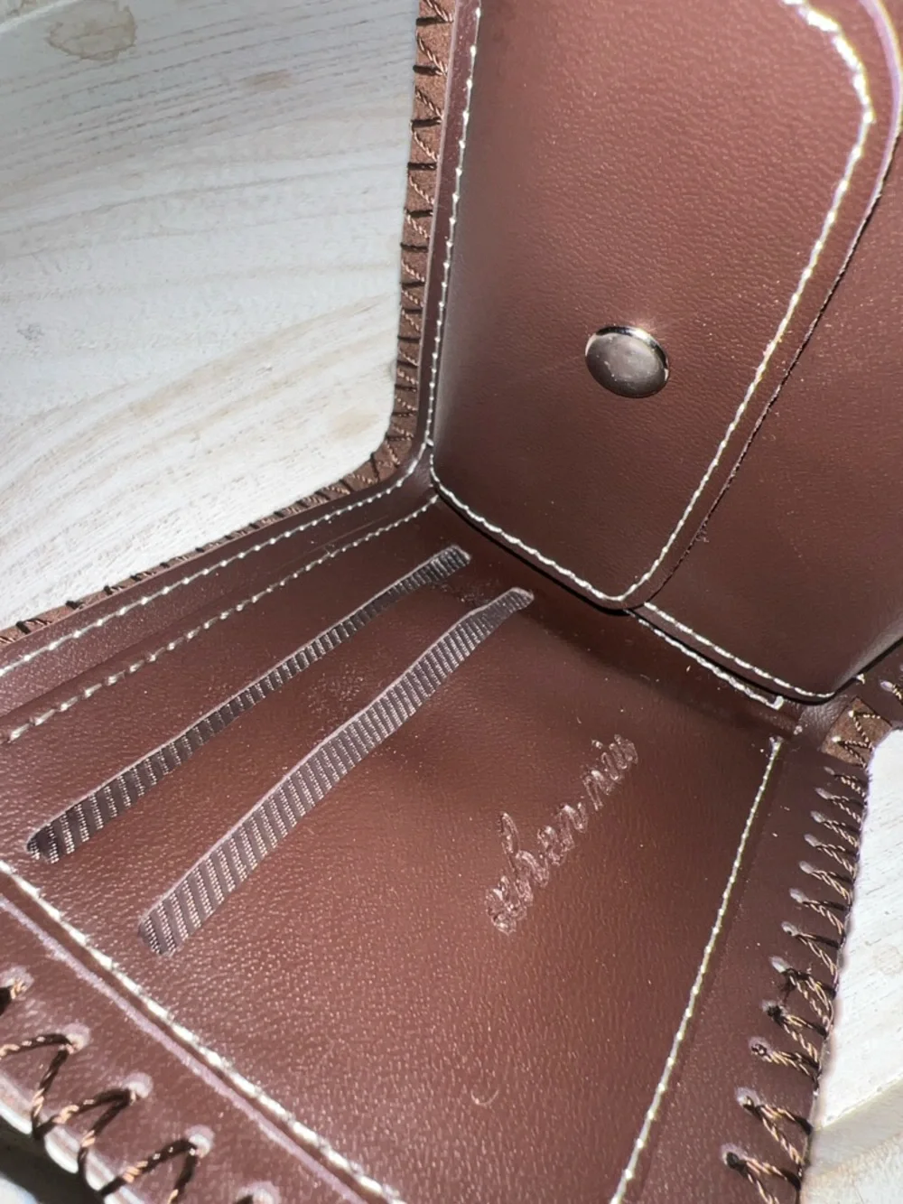 Brown Leatherette Men's Wallet - Logo