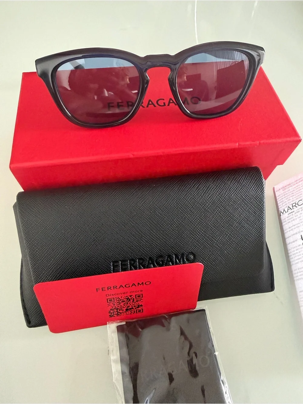 Salvatore Ferragamo Men's Black Sunglasses with Dark Lenses
