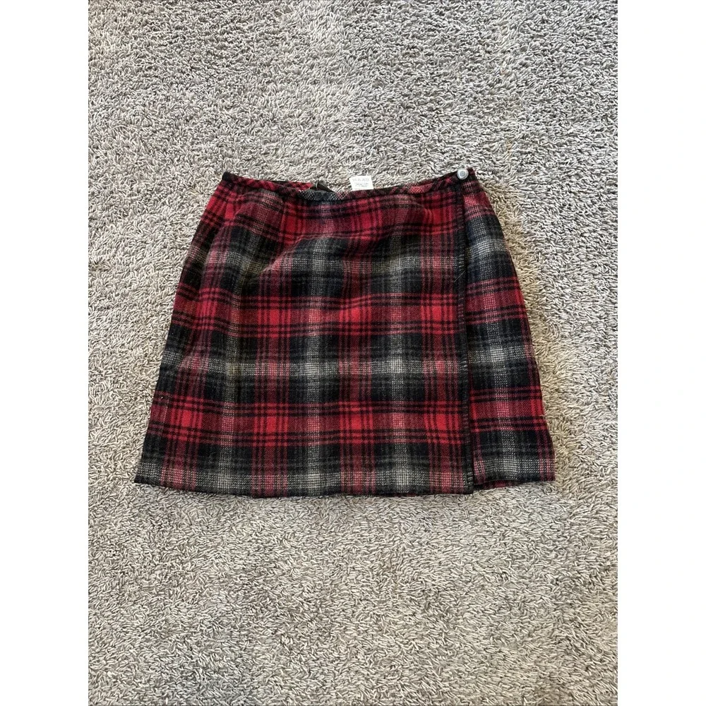 Eddie Bauer Skirt Womens Red Plaid Wool Wrap Lined 12‎ Petite 30