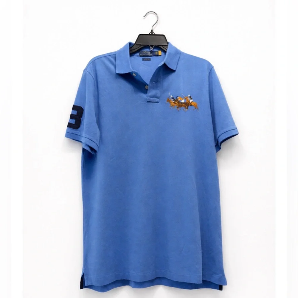 Ralph Lauren Men’s‎ Classic Fit Triple Pony Blue Polo Shirt Med
