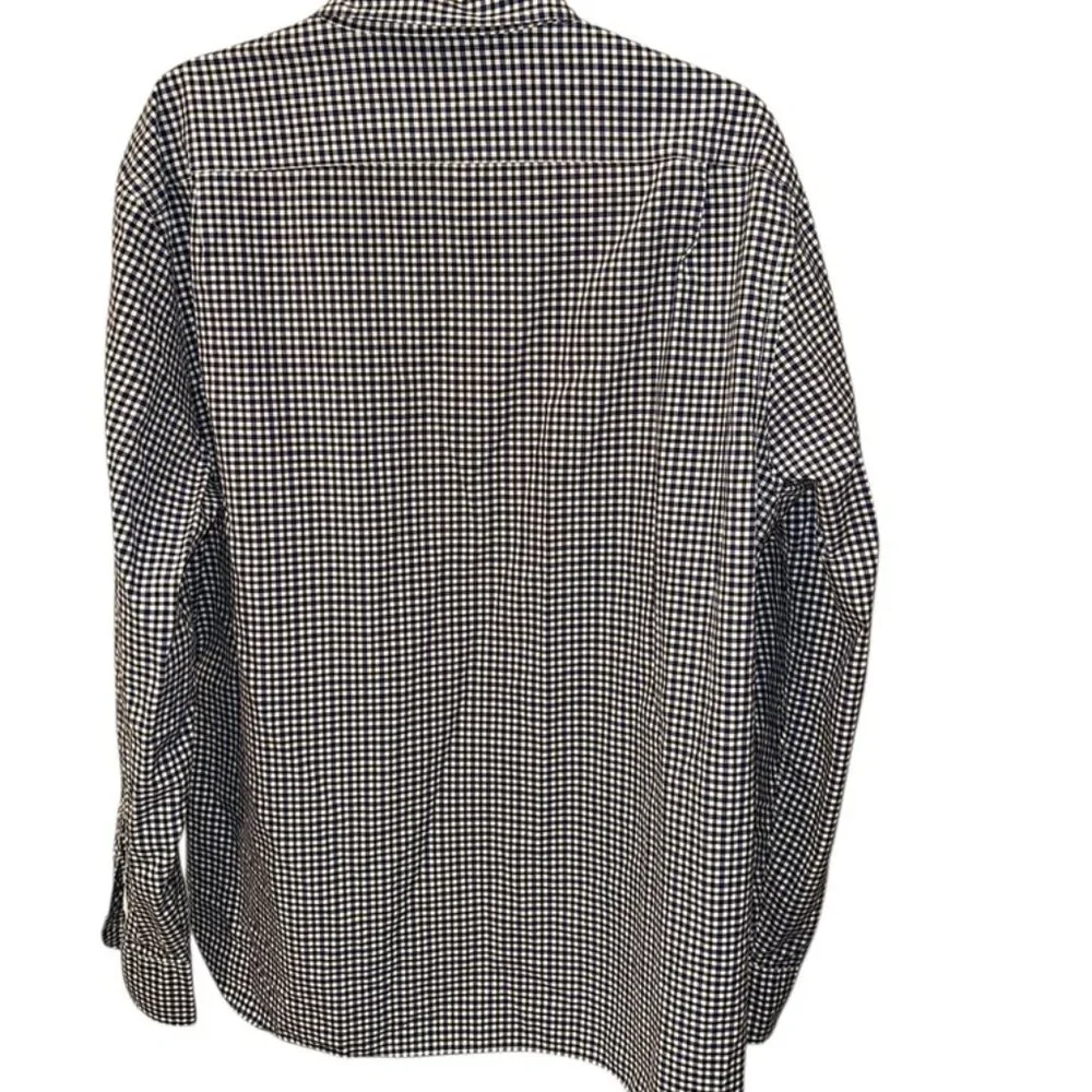 j. crew blue white buffalo check plaid 2 ply cotton mens shirt XL