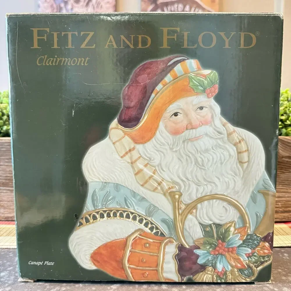 Fitz and Floyd Classics Old World Santa Canape Plate Clairmont Collection 2006