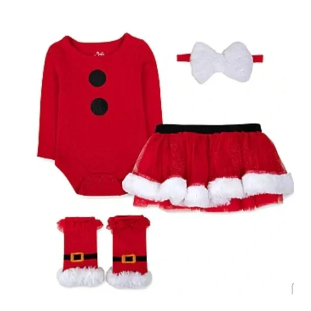 Baby Essentials Santa Tutu Size‎ 3(1)-6(1)-9(1)-18(3)-24(1) Months Red/Black
