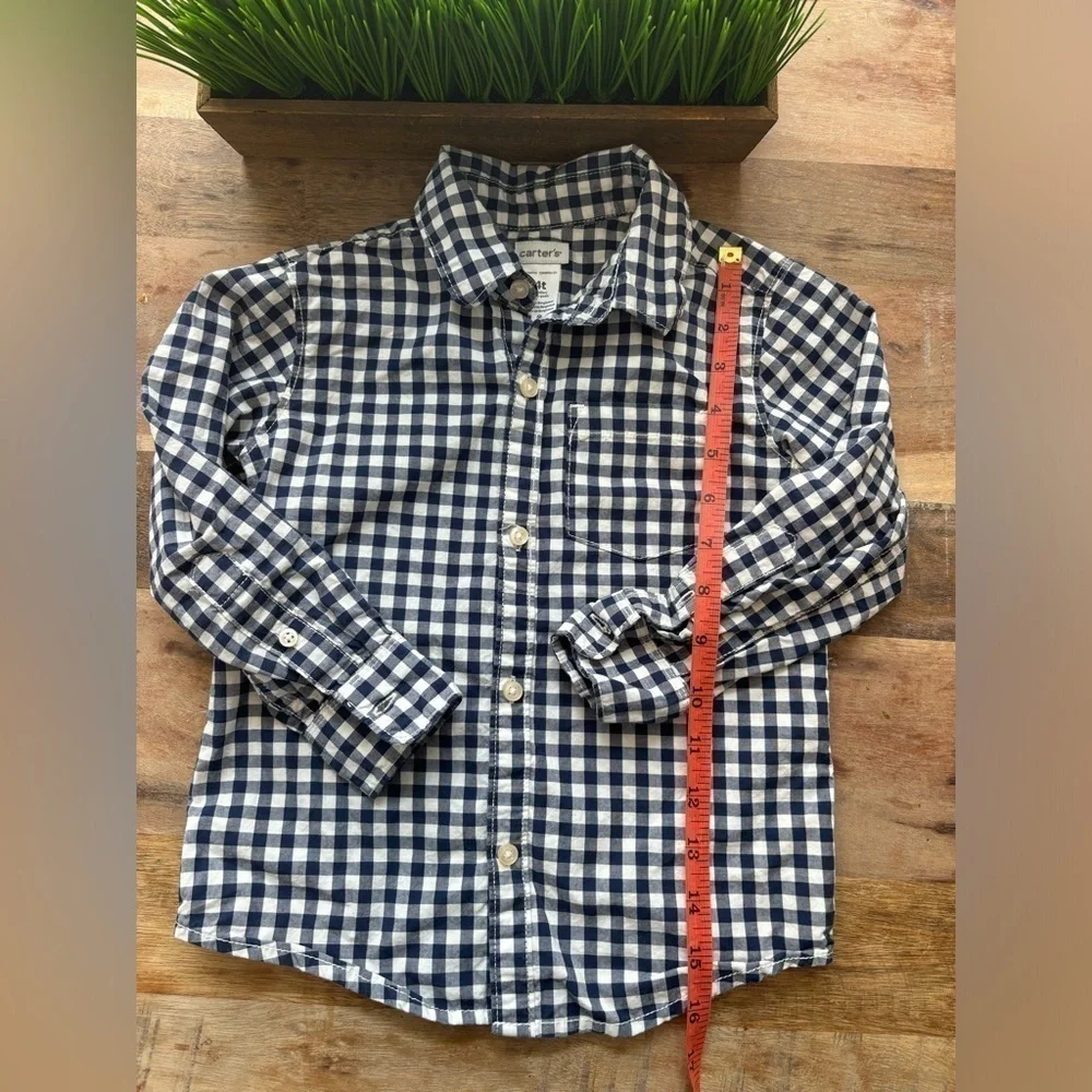 Carters Boys Size 4T Blue Plaid Button Down
