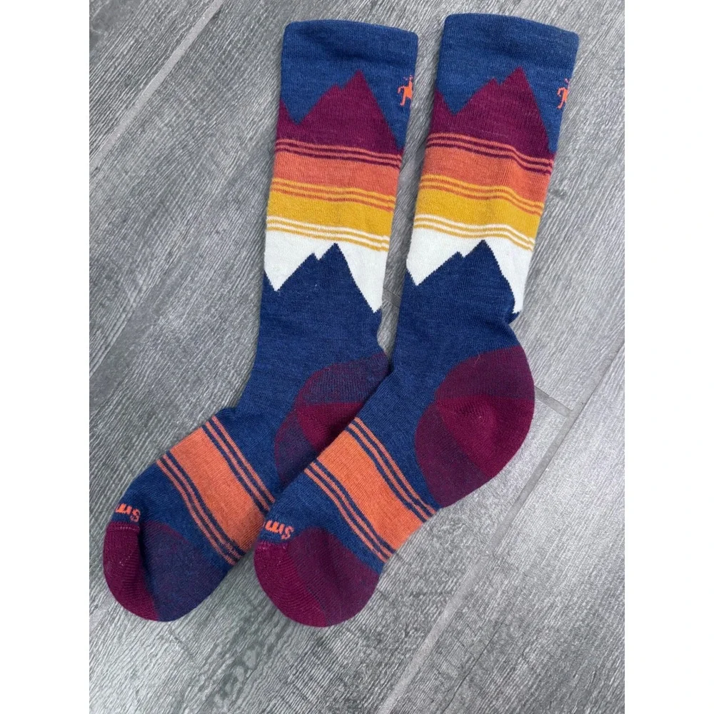 Smartwool Kids‎ Ski Light Cushion Over The Calf Socks Mountain Print Blue S