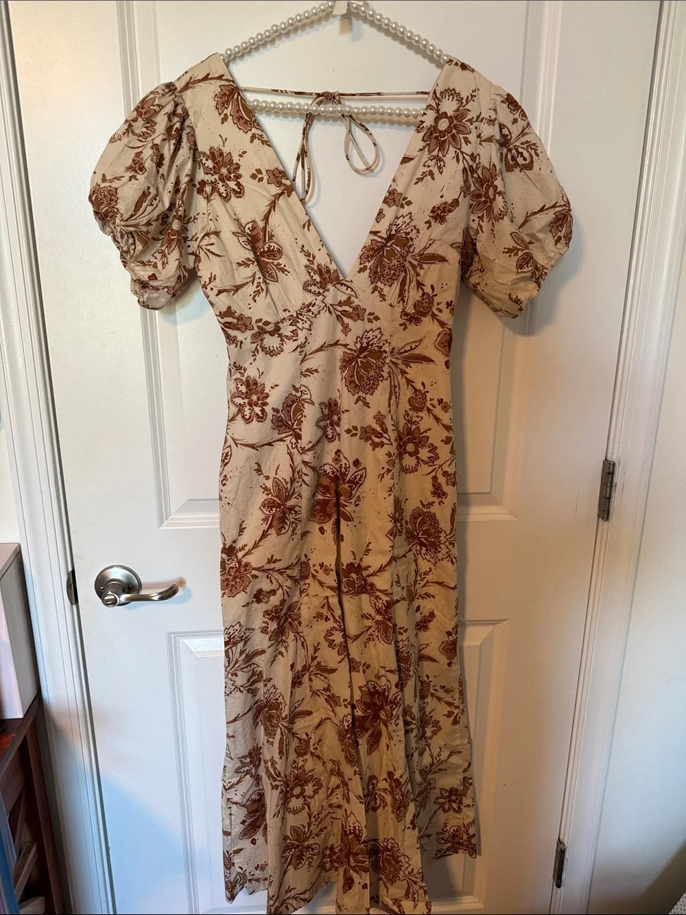 Abercrombie & Fitch Cream Maxi Dress with Brown Floral Print