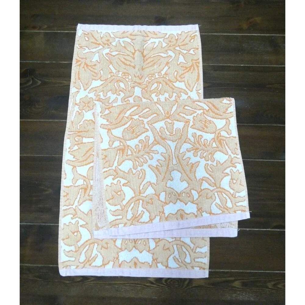 Anthropologie Set of 2 Devon Floral Collection Hand Towels 100% Cotton 16