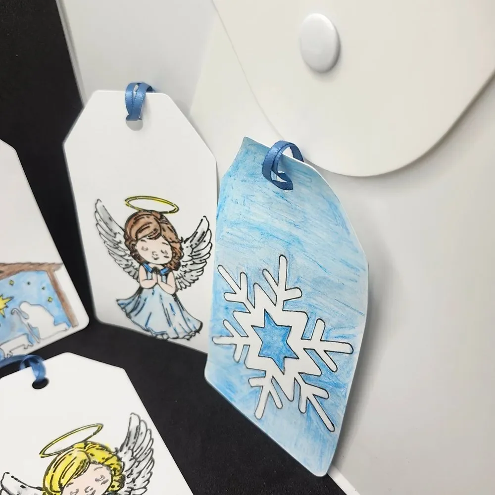 Hand Crafted  Winter Christmas Gift Tags Thank You Cards Set of 12