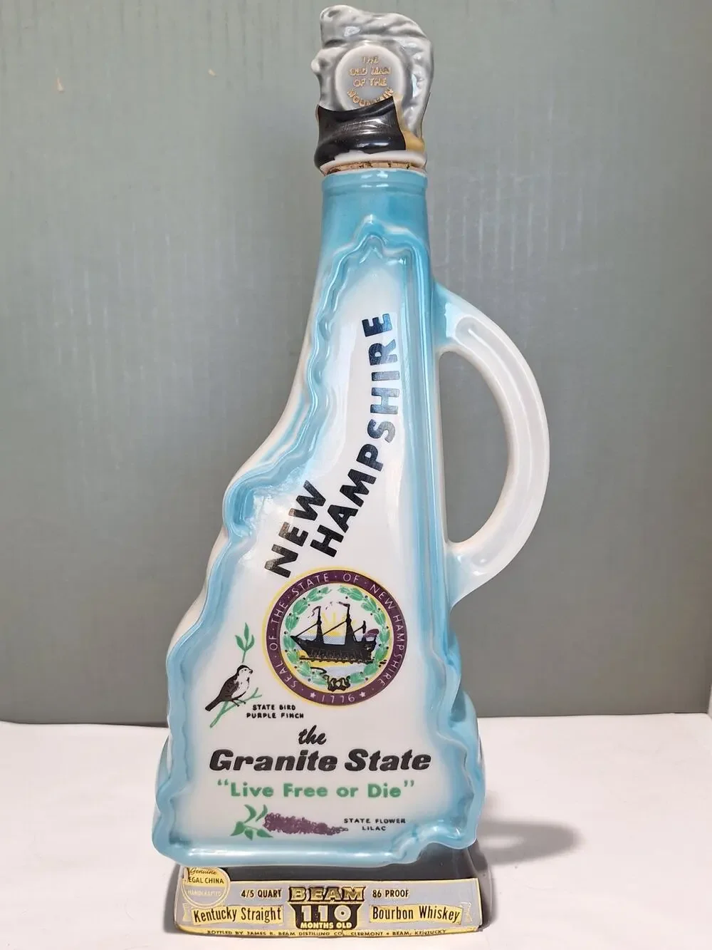 Jim Beam New Hampshire Granite State Decanter Old Man 1967 Regal China Empty