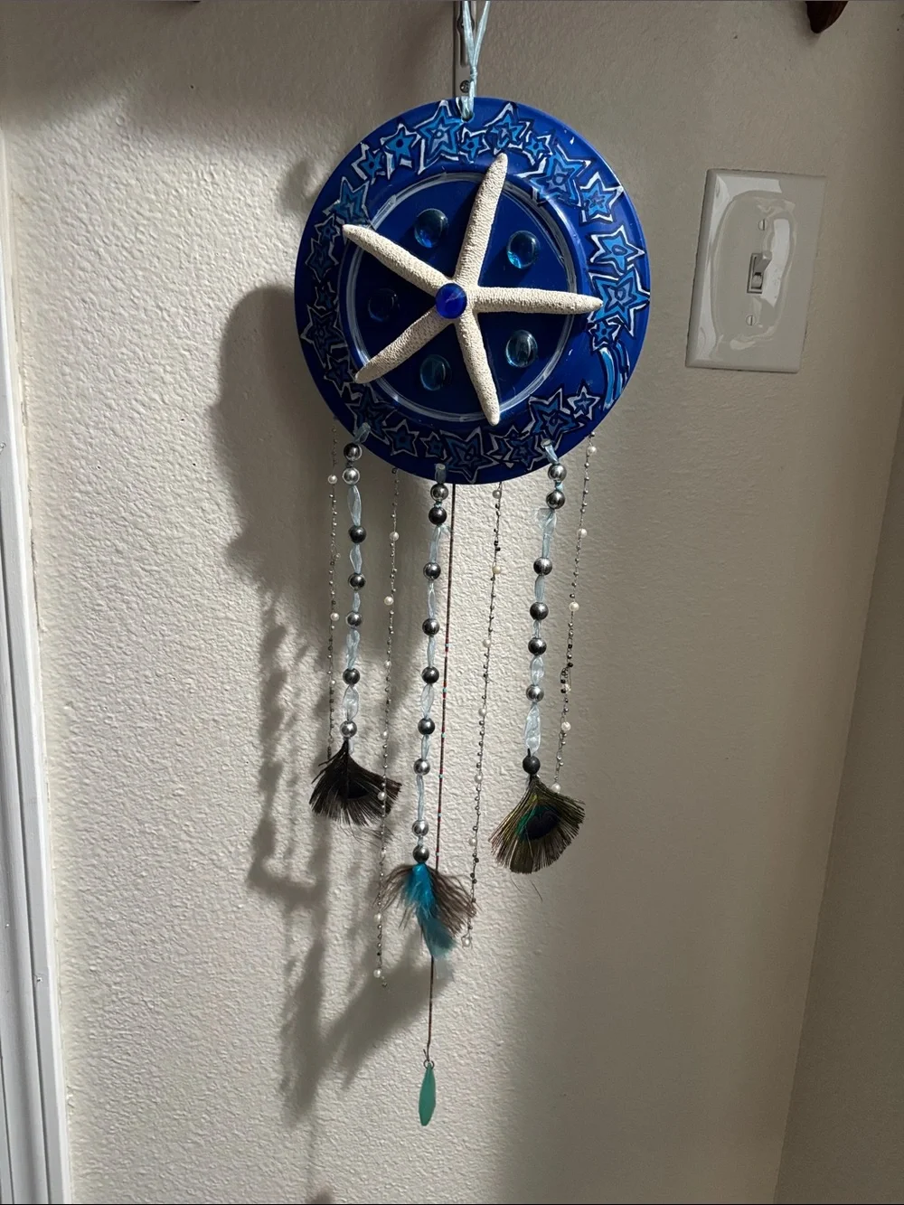 Reversible Blue Starfish Hanging Wall Decor - Coastal Wind Chime