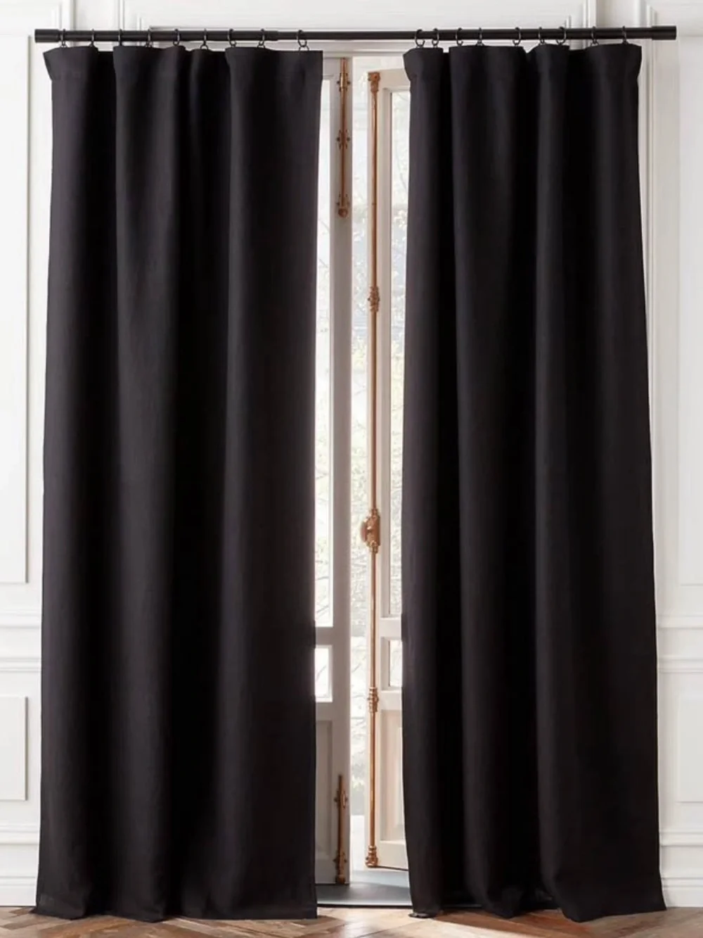 CB2 Black Blackout Linen Curtain Panels Pair 96” Length like NEW
