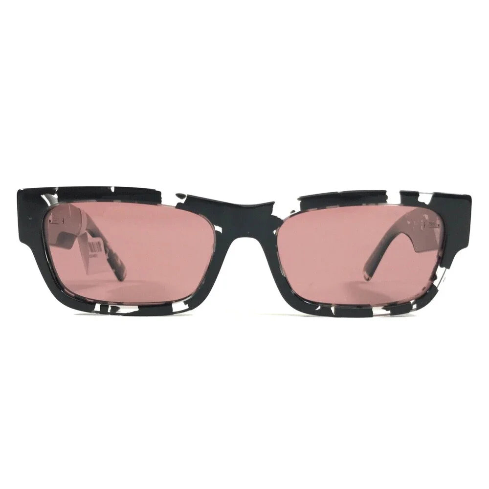 Prada Sunglasses SPRA03 15O-70C Black Clear Tortoise Frames w/ Pink Polarized
