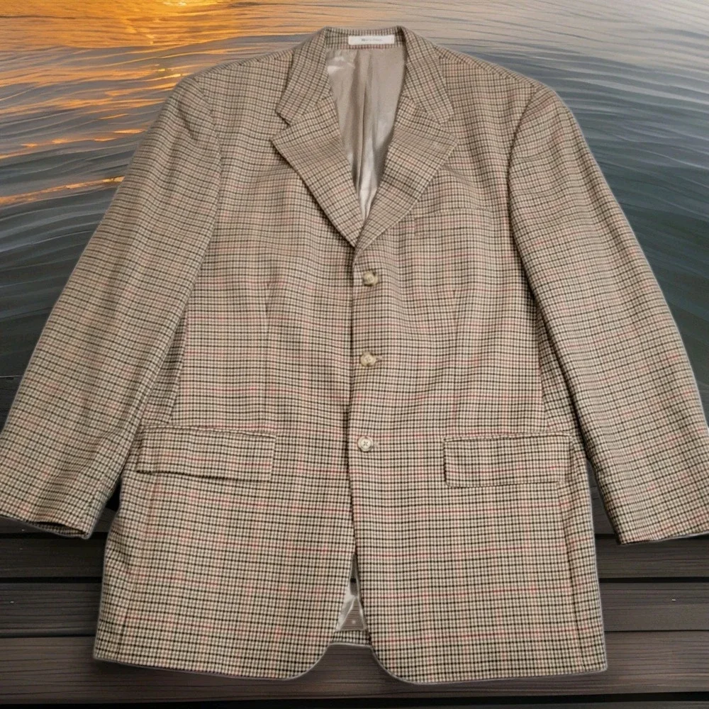 Vintage Ralph Ralph Lauren Sport Coat Mens 44 Tall Houndstooth Plaid Wool Canada