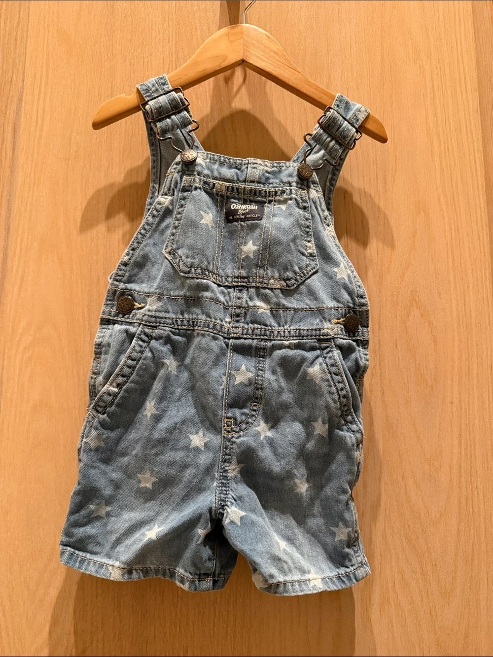 OshKosh B'gosh Light Blue Star Print Denim Shortalls