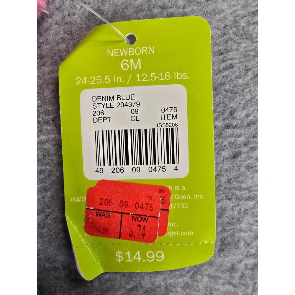Genuine Baby OshKosh 6m Denim Jumper Dress Pink Bodysuit Floral Y2K Deadstock