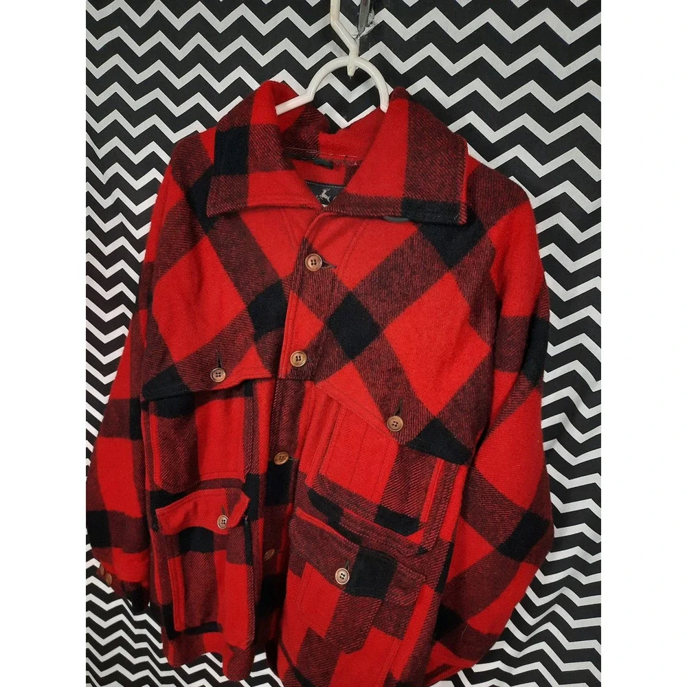 Vintage‎ White Stag Westwools Red Buffalo Plaid Wool Hunting Jacket Mens Medium
