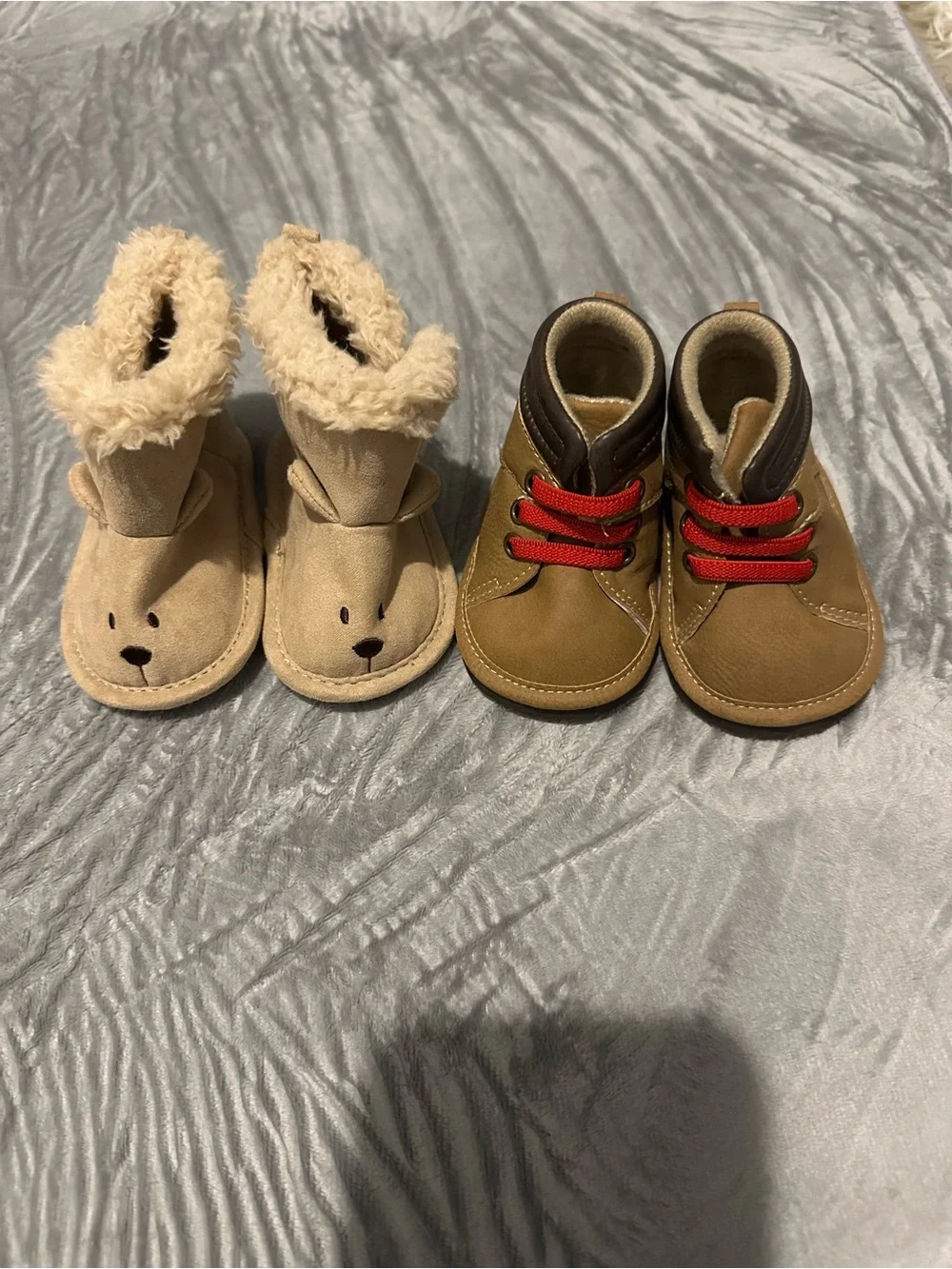 5/$25 Baby Bear Booties & Tan Boots - Set of 2