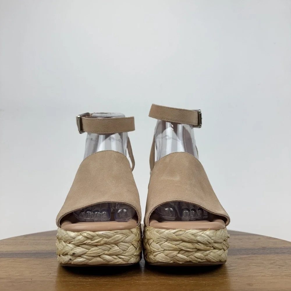 Womens Marc Fisher LTD Nelly Pink Suede Woven Espadrille Wedge Sandals Size‎ 8.5