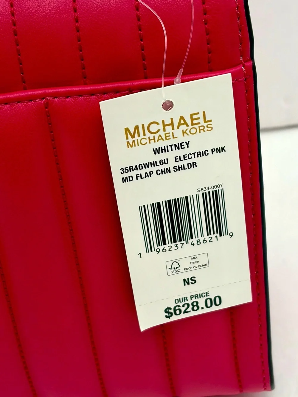 Michael Kors Hot Pink Quilted Chain Shoulder Bag Crossbody Electric Pink