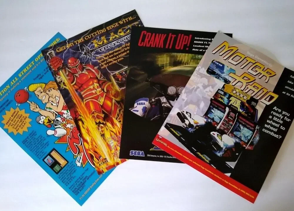 Arcade Game Flyers Motor Raid Manx TT Super3 Bike Mace The Dark Age Krazy Bowl