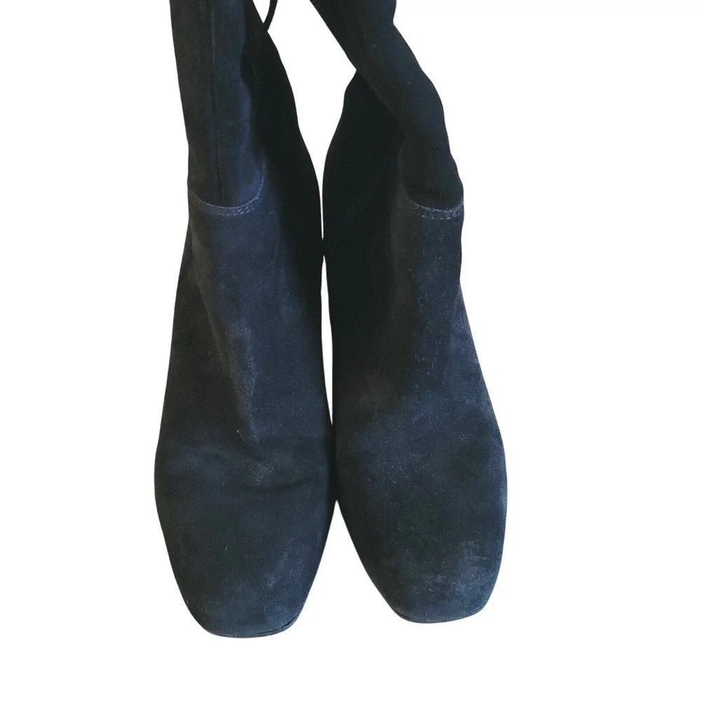 Franco Sarto Over The Knee Riding Boots Suede Block Heel Black 7.5 Leather Zipup