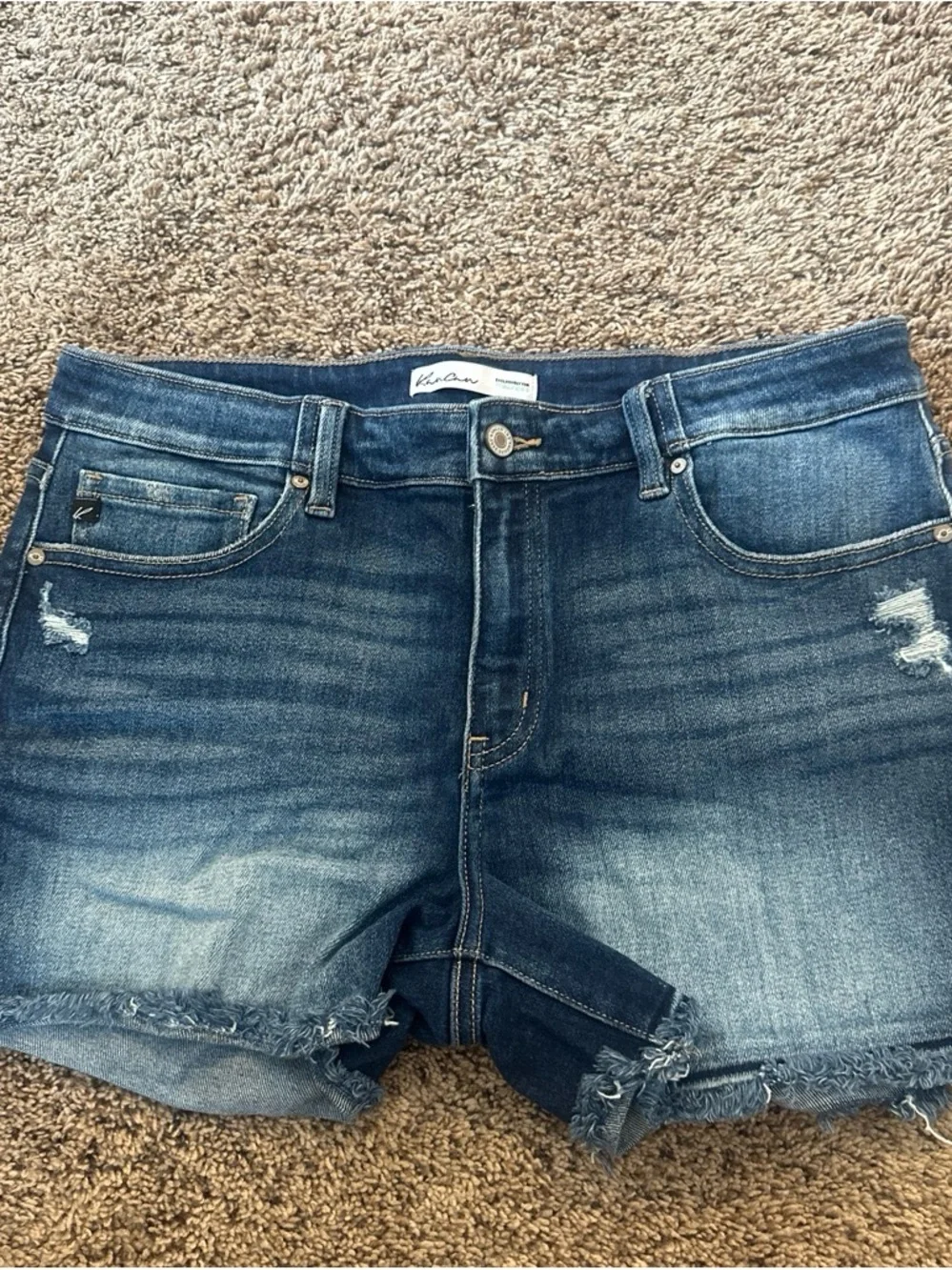 KanCan Medium Wash Distressed Denim Shorts
