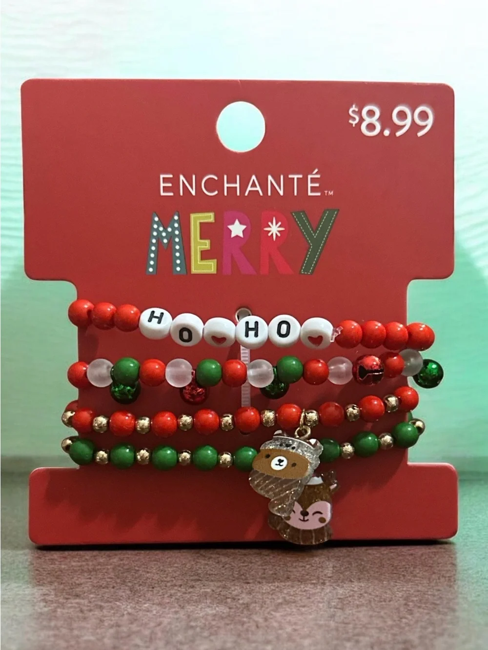 Enchante Merry Kids' Red & Green Beaded Holiday Bracelet Set 1886