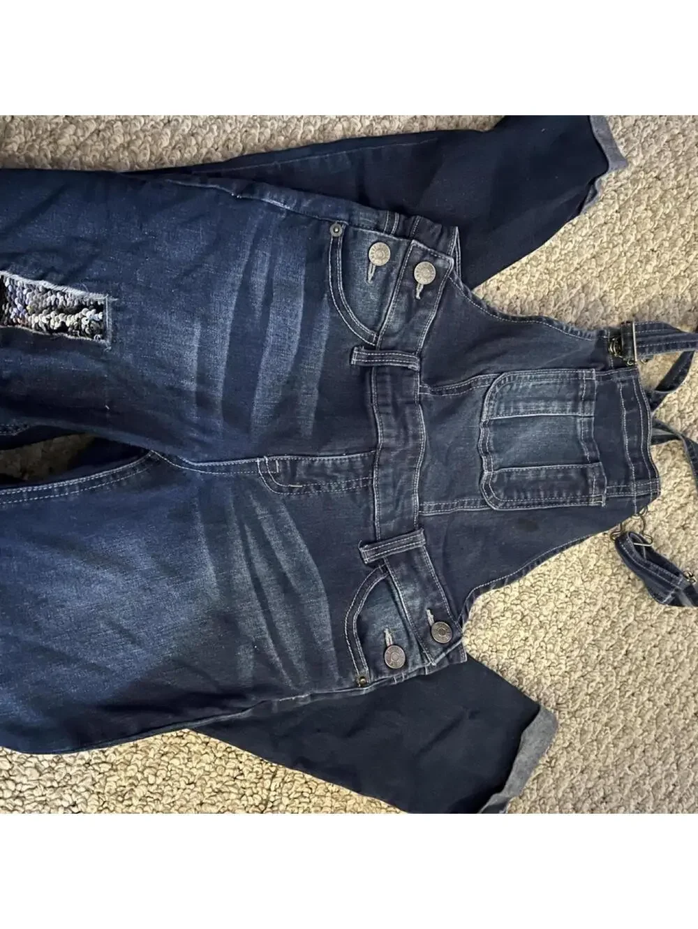 Justice Kid's Navy and Blue Dungarees-overall