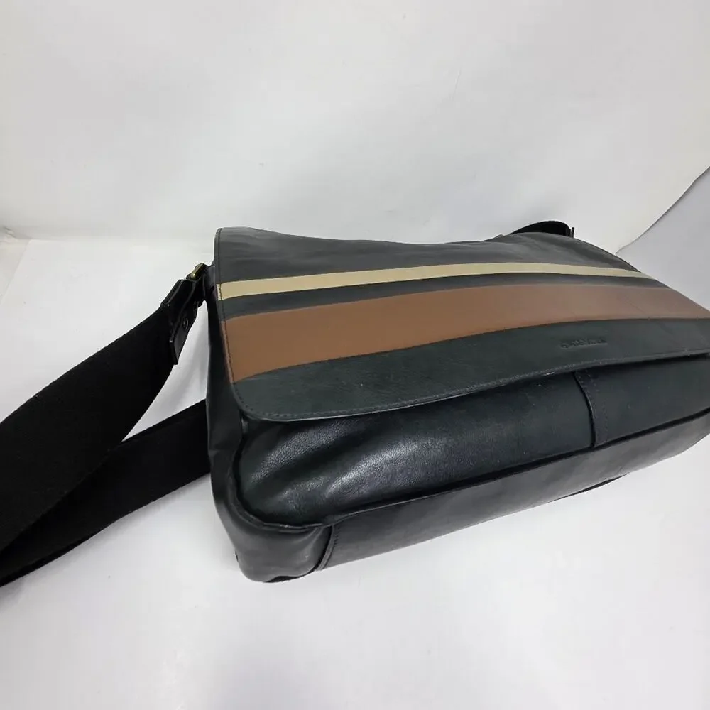 Vintage Coach Bleeker Striped leather book bag cross body  - Great condition