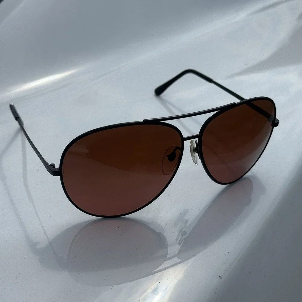 Vintage SERENGETI DRIVERS LARGE AVIATOR 5222 Black Metal Sunglasses JAPAN