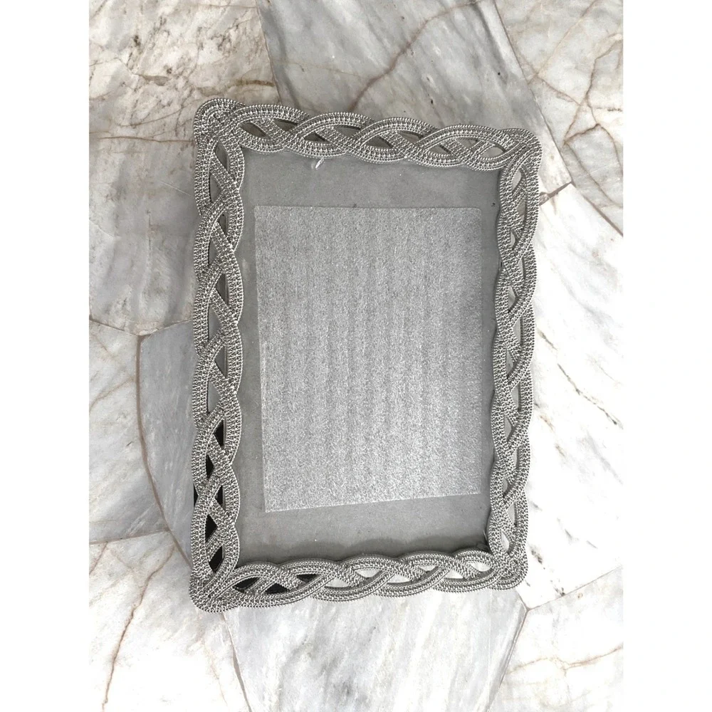 St Nicholas Square Midnight Snowfall Silver Braided 4x6 Photo Frame New