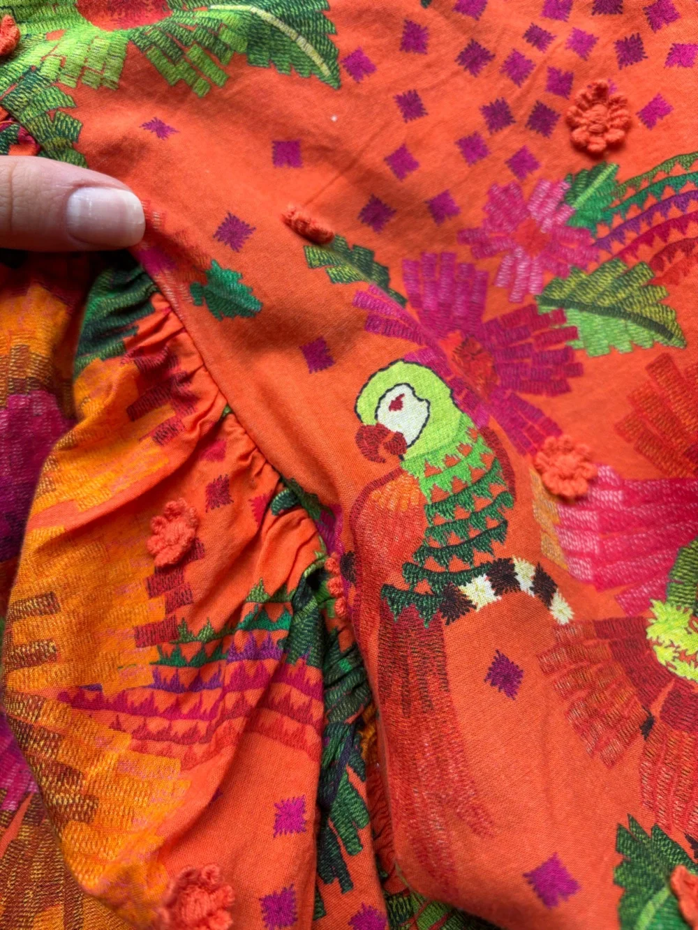 FARM RIO Cotton Blooming Garden Blouse Orange Floral Size Small