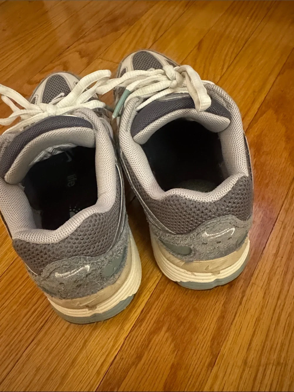 Nike Light Gray and White Mesh Trainer