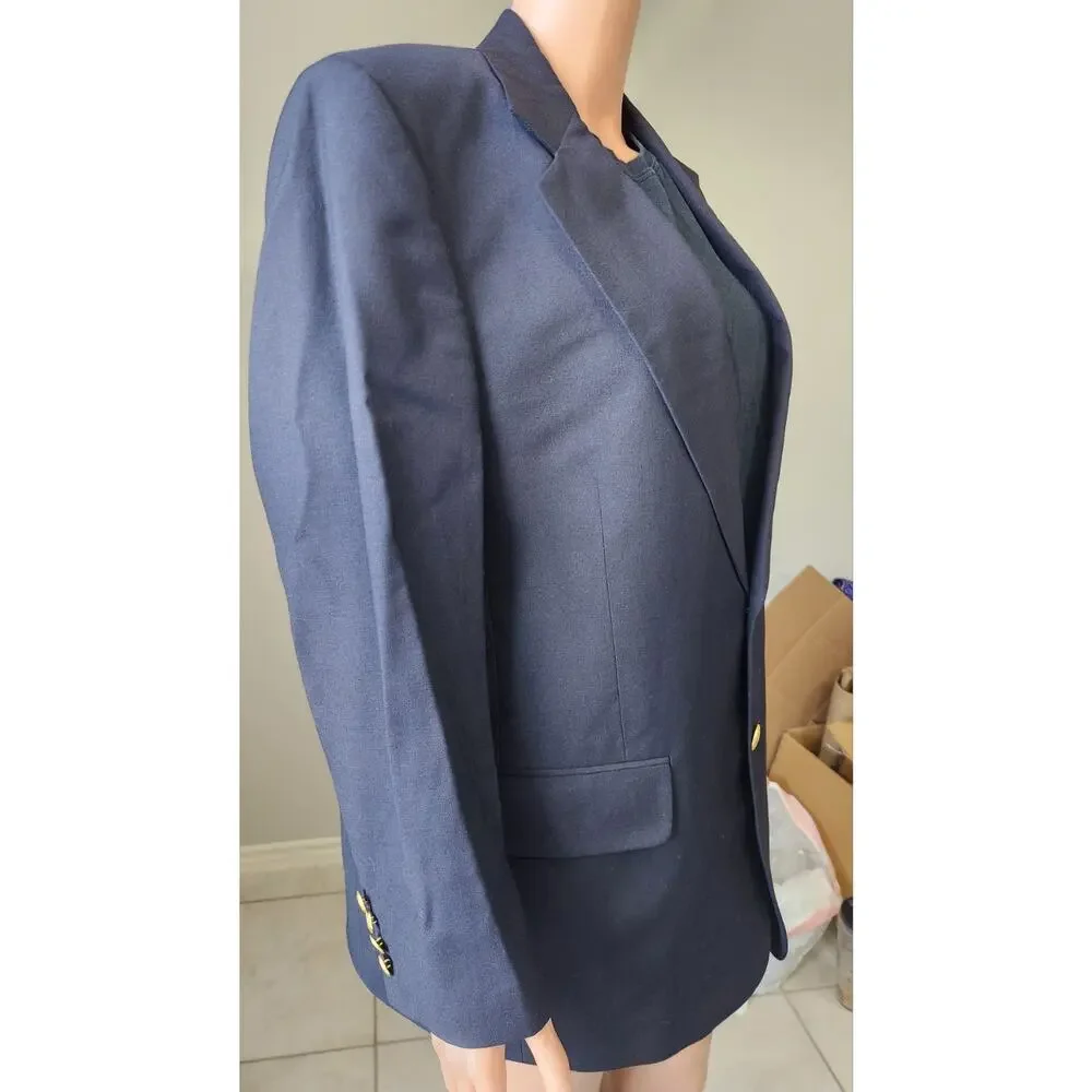Nordstrom 40S Navy Blazer Gold‎ Buttons 100% Wool Italian Preppy Sport Coat