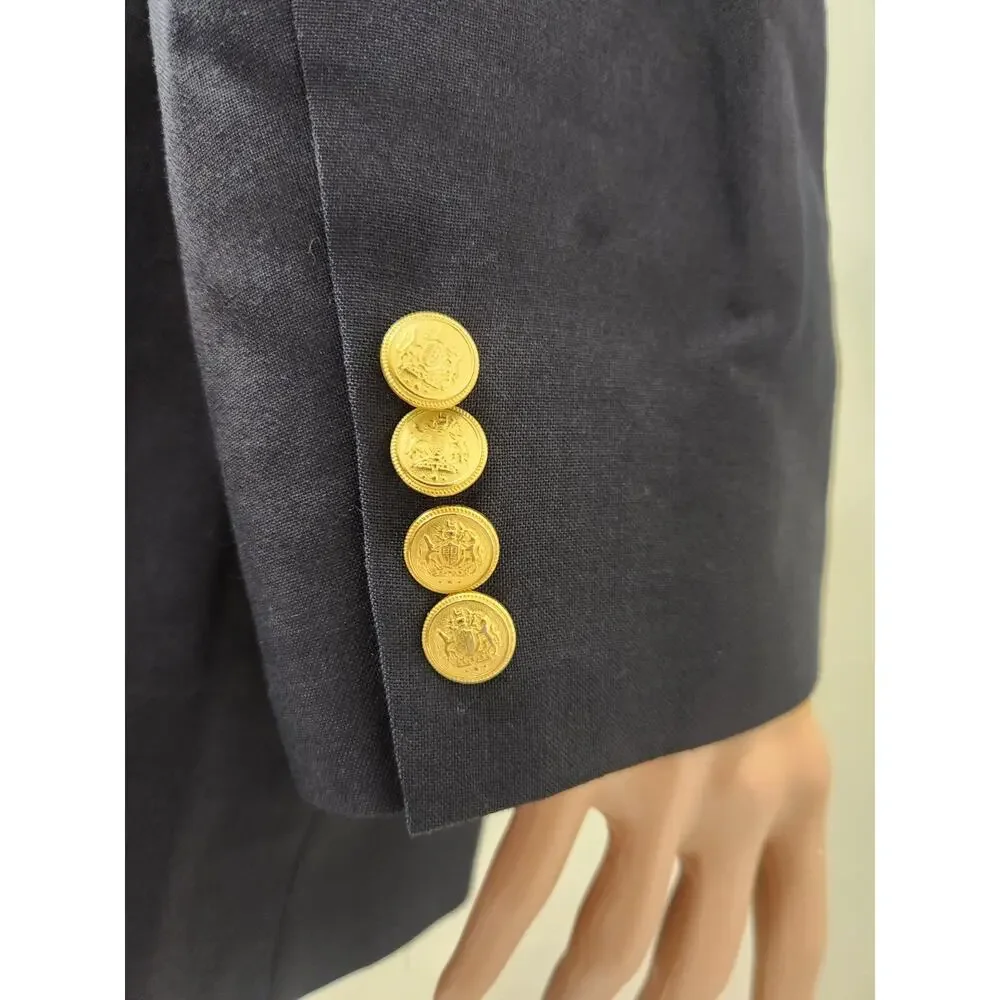 Nordstrom 40S Navy Blazer Gold‎ Buttons 100% Wool Italian Preppy Sport Coat