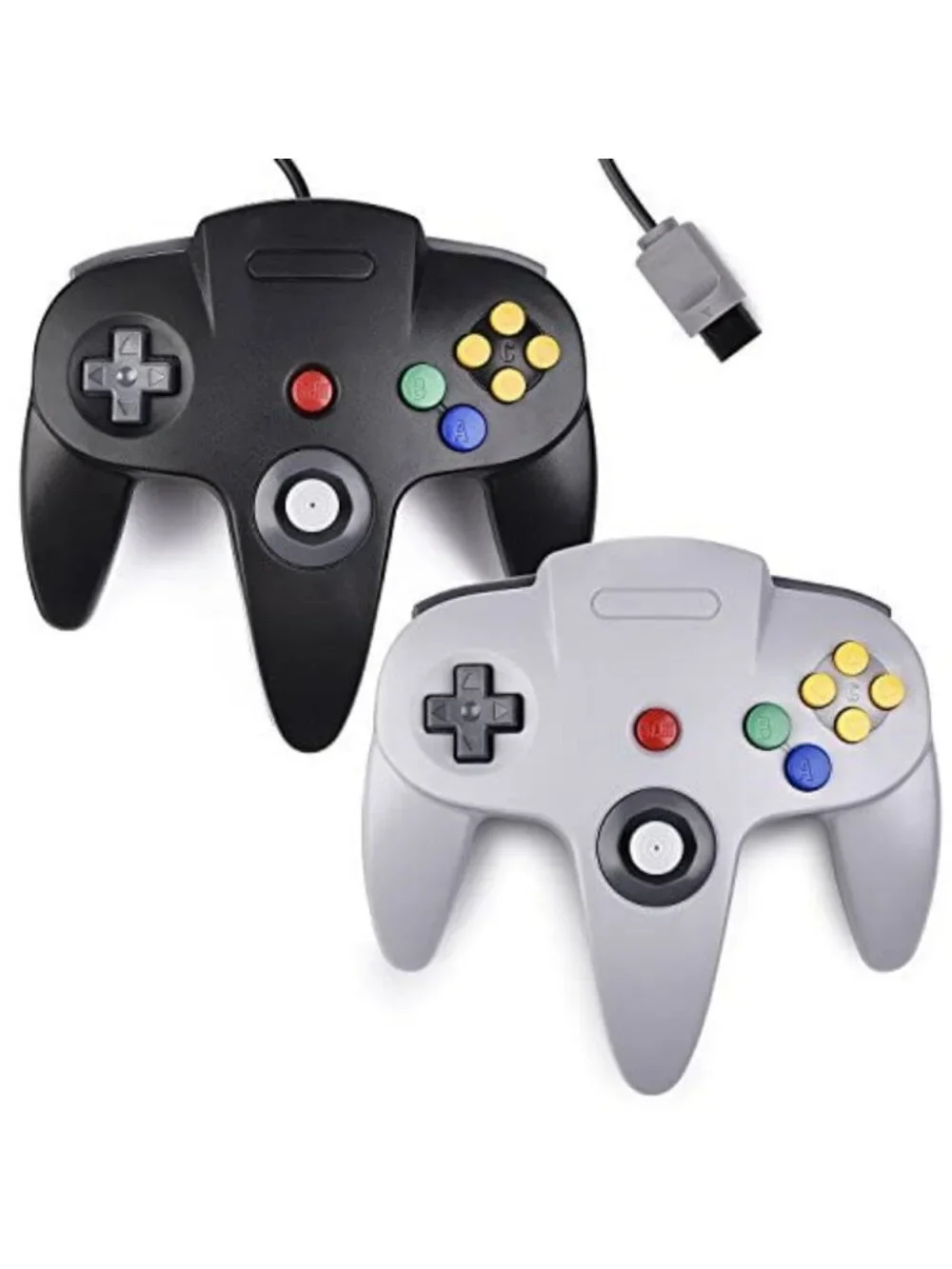 2x Retro Wired N64 Gamepad Controllers - Classic Joystick for Nintendo Console