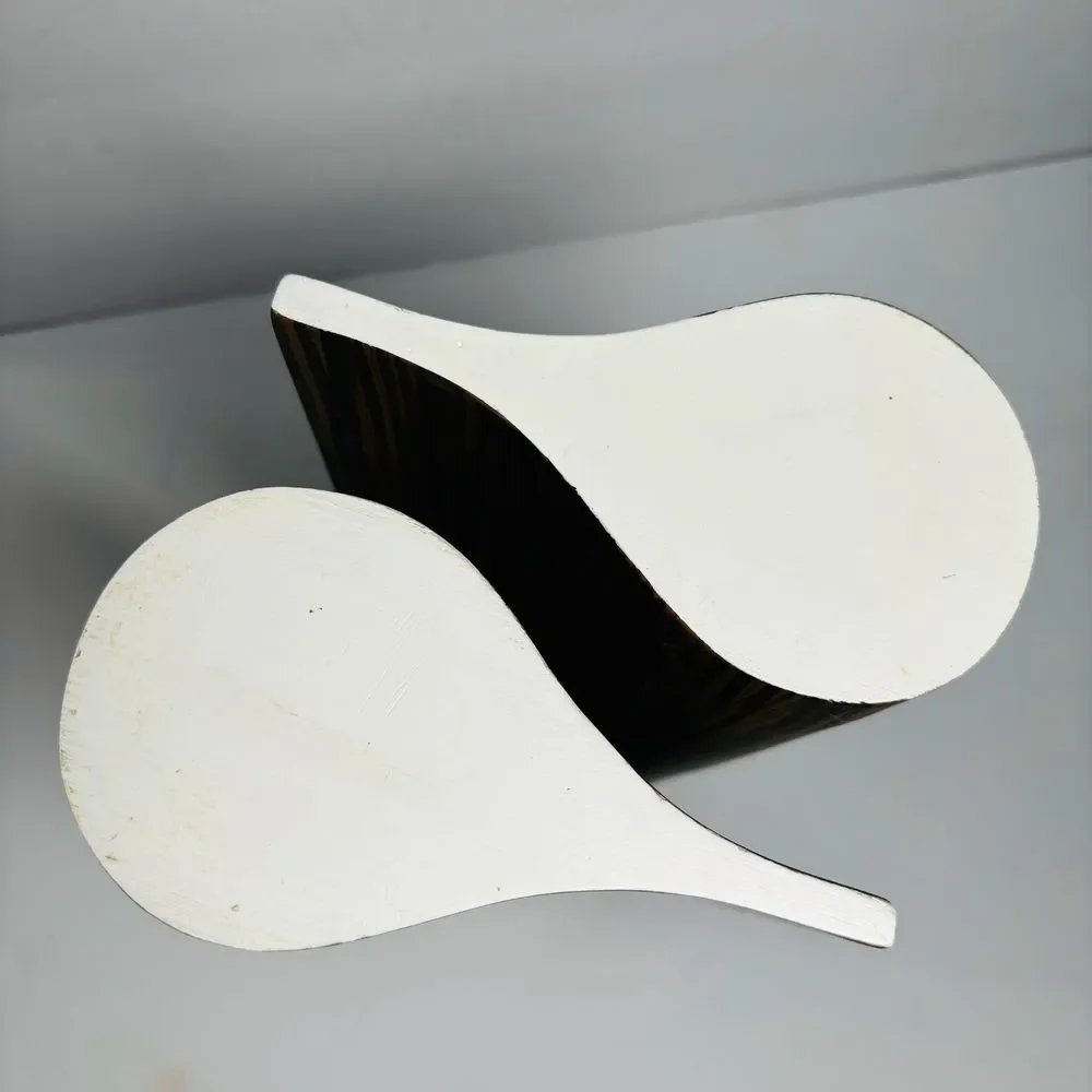 Large Ceramic Resin Wooden Teardrop Flower Display Vases Rustic MCM Mid‎ Century