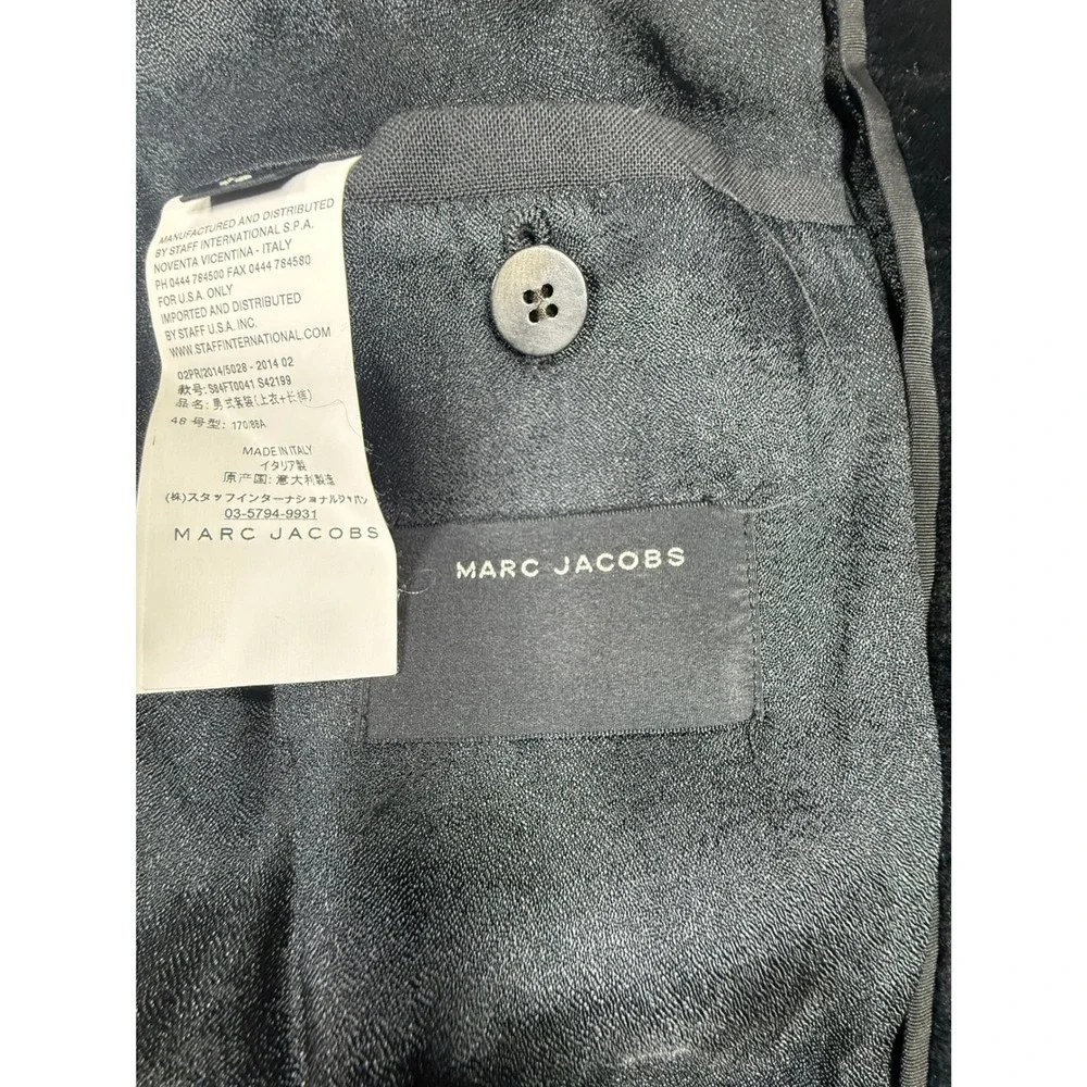 Marc Jacobs Tuxedo Jacket Mens 48 Black Velvet Trim Blazer Made‎ In Italy